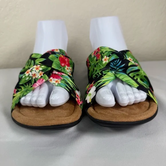 -ON HOLD- NEW Minnetonka Sarong Tropical Floral Summer Slide Sandals Size 9 WIDE - Picture 4 of 12